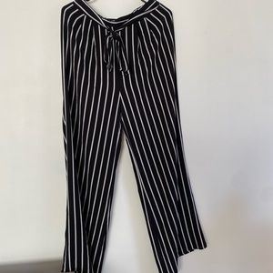 Wide leg stripe pants.